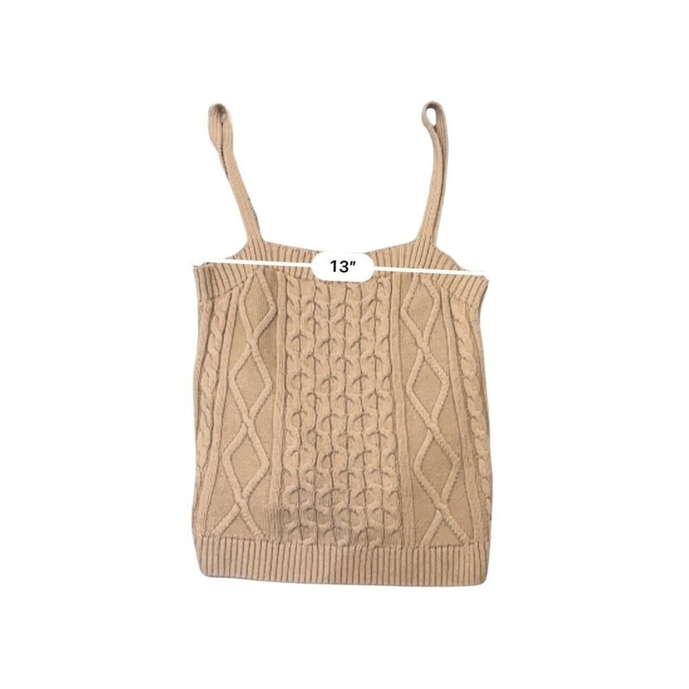 Anthropologie Fisherman Cable Knit Tank Camel Sweater Top Womens Small Preppy - Picture 10 of 11